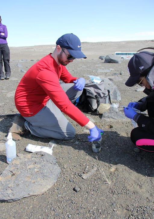 My Lab partner (Soniya Gurung) and I collecting our soil samples in a desert near Dettifoss. It certainly looks a bit like Mars. (Photo credit: Mark Silby)